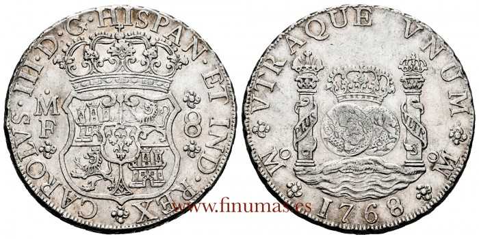Cy11181.-CARLOS III - 8 Reales 1768 Mexico M.F.- Columnario -EBC-