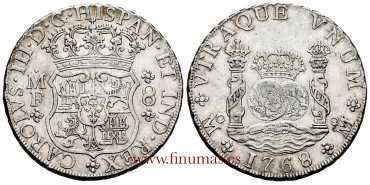 Cy11181.-CARLOS III - 8 Reales 1768 Mexico M.F.- Columnario -EBC-