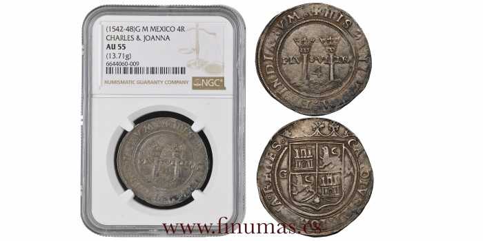 Cy02945.- JUANA Y CARLOS -4 Reales Mexico G M. - NGC AU55