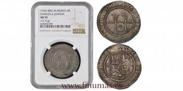 Cy02945.-  JUANA Y CARLOS -4 Reales Mexico G M. - NGC AU55