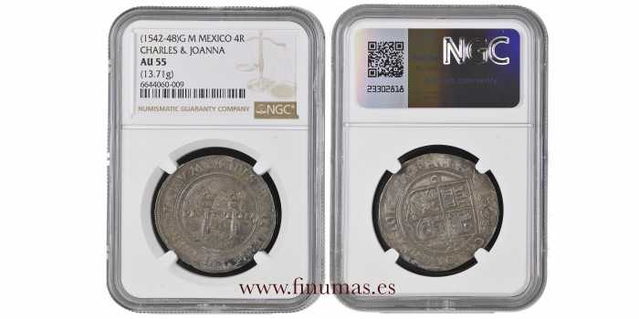 Cy02945.- JUANA Y CARLOS -4 Reales Mexico G M. - NGC AU55