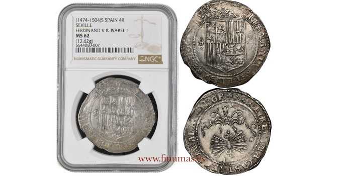 Cy02683. -REYES CATOLICOS 4 REALES N.D. SEVILLA. ESTRELLA 8 PUNTAS. NGC MS62