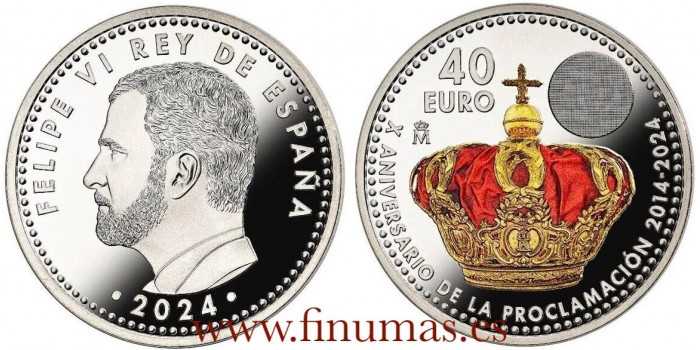 40 EUROS ESPAÑA 2024 “X ANIV. PROCLAMACION REY FELIPE VI”  - PLATA/COLOR