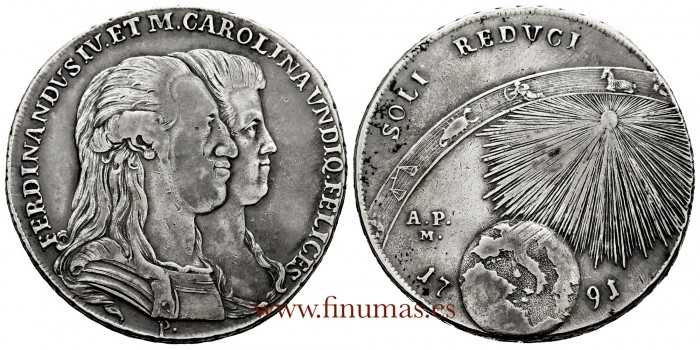 ITALIA - NAPOLES - FERNANDO IV - K-213 - 120 GRANA 1791 SOLI REDUCI MBC+. Plata