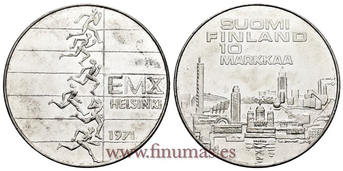 FINLANDIA - K-052.- 10 Markkaa 1971. PLATA -SC