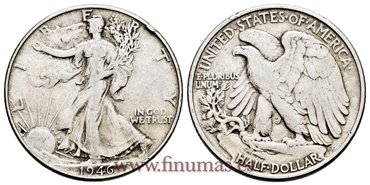 ESTADOS UNIDOS - K-142 - 1/2 Dodar 1946. PLATA - MBC
