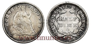 ESTADOS UNIDOS - K-A62 - 1/2 Dime 1858O. PLATA - MBC
