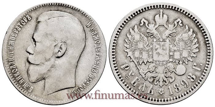 RUSIA - K-059 - 1 Rublo 1898. PLATA - BC