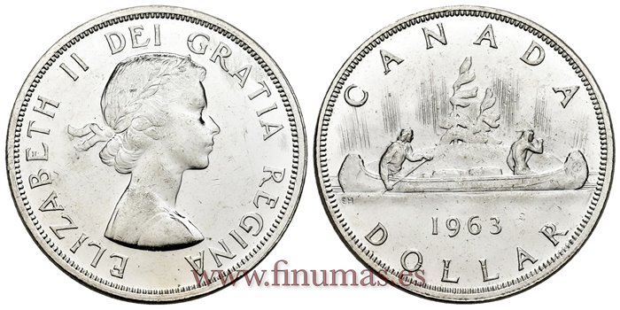 CANADA - K-054 - 1 Dolar 1963. PLATA - SC