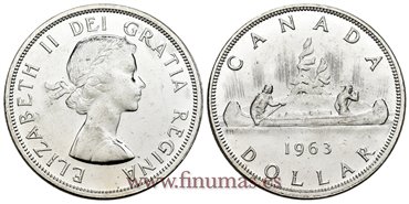 CANADA - K-054 - 1 Dolar 1963. PLATA - SC