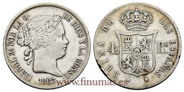 Cy16153.- ISABEL II 4 Reales 1863 Madrid. PLATA. PLATA - MBC