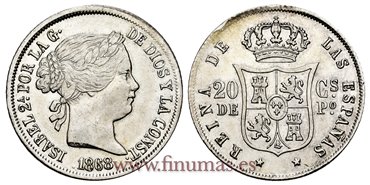 Cy16175.- ISABEL II 40 Ctm.Escudo 1868 Manila. PLATA - EBC