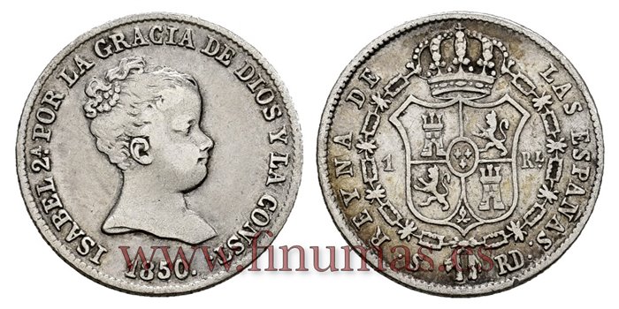 Cy15907.- ISABEL II 1 Real 1850 Sevilla. PLATA RD . PLATA - MBC