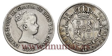 Cy15907.- ISABEL II 1 Real 1850 Sevilla. PLATA RD . PLATA - MBC