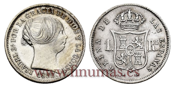 Cy15912-1.- ISABEL II 1 Real 1850 Madrid. PLATA  - EBC