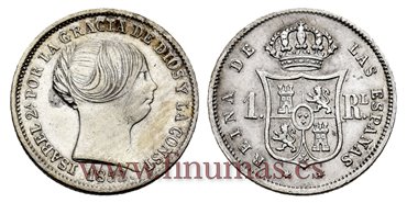 Cy15912-1.- ISABEL II 1 Real 1850 Madrid. PLATA  - EBC