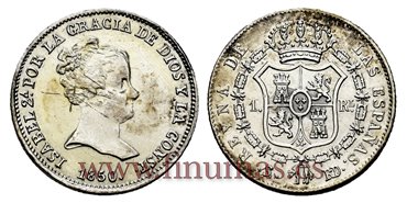 Cy15908-1.- ISABEL II 1 Real 1850 Sevilla. PLATA RD. PLATA  - EBC