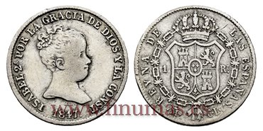 Cy15904.- ISABEL II 1 Real 1847 Madrid. PLATA CL  - MBC