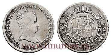 Cy15913.- ISABEL II 1 Real 1852 Sevilla. PLATA RD  - BC+