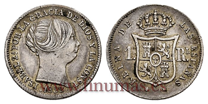 Cy15912.- ISABEL II 1 Real 1852 Madrid. PLATA  - MBC