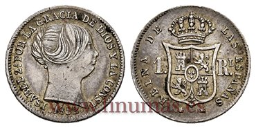 Cy15912.- ISABEL II 1 Real 1852 Madrid. PLATA  - MBC