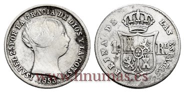 Cy15918.- ISABEL II 1 Real 1853 Sevilla. PLATA   -MBC+