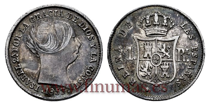 Cy15918-1.- ISABEL II 1 Real 1853 Sevilla. PLATA   -EBC