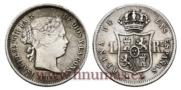 Cy15943.- ISABEL II 1 Real 1860 Madrid. PLATA  - MBC