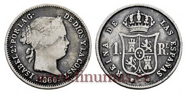 Cy15944.- ISABEL II 1 Real 1860 Sevilla. PL. PLATA  - MBC