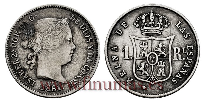 Cy15946.- ISABEL II 1 Real 1861 Barcelona. PLATA -MBC