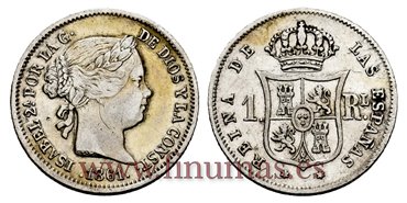 Cy15947.- ISABEL II 1 Real 1861 Madrid. PLATA  - MBC