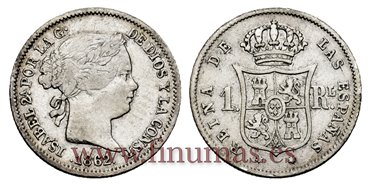 Cy15950.- ISABEL II 1 Real 1862 Madrid. PLATA  - MBC