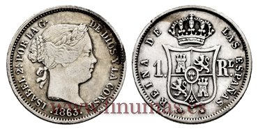 Cy15954.- ISABEL II 1 Real 1864 Madrid. PLATA  - MBC