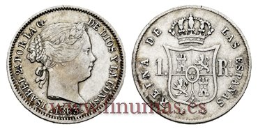 Cy15955.- ISABEL II 1 Real 1863/61 Sevilla. PLATA  - MBC