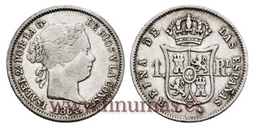Cy15960.- ISABEL II 1 Real 1864 Sevilla. PLATA  - MBC