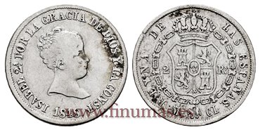 Cy15992.- ISABEL II 2 Reales 1848  Madrid. PLATA CL  - BC