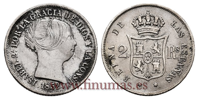 Cy16005-1.- ISABEL II 2 Reales 1851 Madrid. PLATA - MBC+