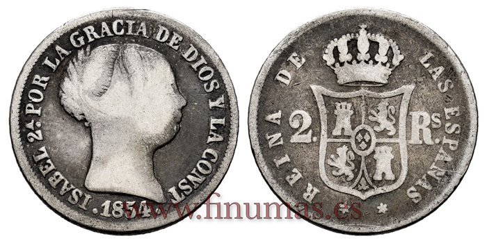 Cy16012.- ISABEL II 2 Reales 1854 Madrid. PLATA - BC