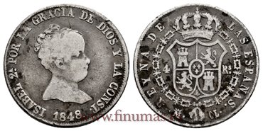 Cy16114.- ISABEL II 4 Reales 1848 Madrid. PLATA CL -BC-
