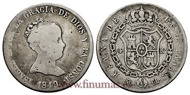 Cy16117.- ISABEL II 4 Reales 1849 Madrid. PLATA CL -RC