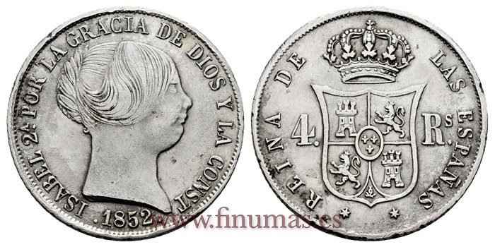 Cy16119.- ISABEL II 4 Reales 1852 Madrid. PLATA  -MBC+