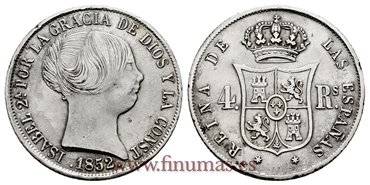 Cy16119.- ISABEL II 4 Reales 1852 Madrid. PLATA  -MBC+