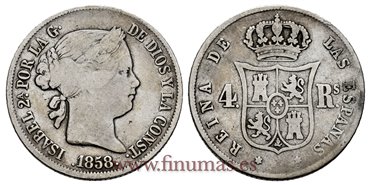 Cy16135.- ISABEL II 4 Reales 1858 Madrid. PLATA  -BC