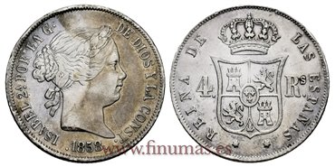 Cy16135-1.- ISABEL II 4 Reales 1858 Madrid. PLATA  -MBC+/EBC