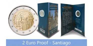WALLET EURO B.U. SET SPAIN 2018 2 € SANTIAGO -PROOF