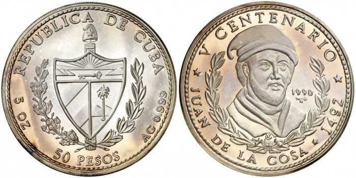 CUBA - K-0294/7.L - 4 x 50 PESOS 1990 V CENTENARIO. PROOF - PLATA