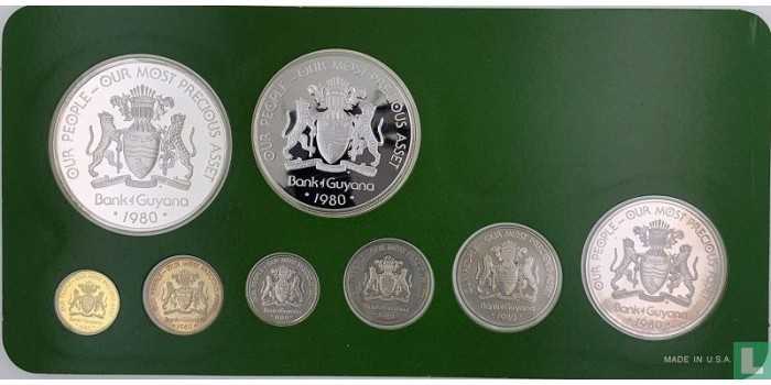 GUYANA  - K-037/44 - Set oficial 8 Valores 1980. PROOF