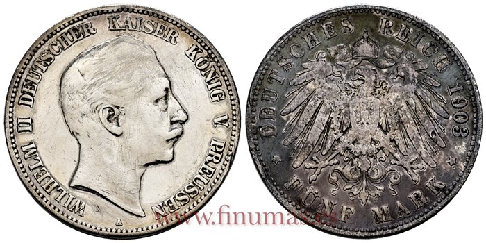 ALEMANIA ESTADOS - K-523 - 5 Marcos 1903 Prusia MBC+
