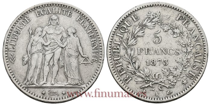 FRANCIA - K-0820 - 5 Francos 1873 - K - MBC