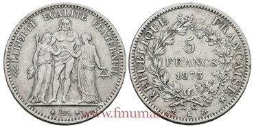 FRANCIA - K-0820 - 5 Francos 1873 - K - MBC
